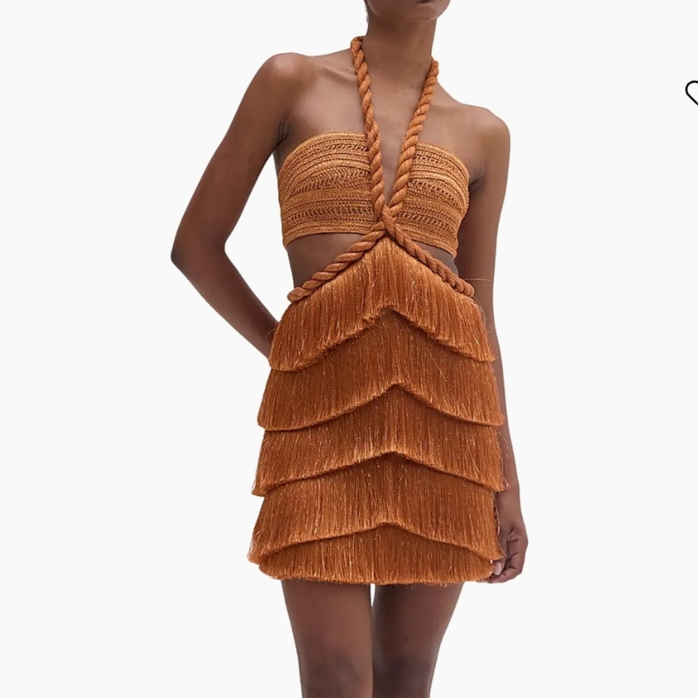 PatBO Pampas Metallic Fringe Minidress - Picture 6 of 17